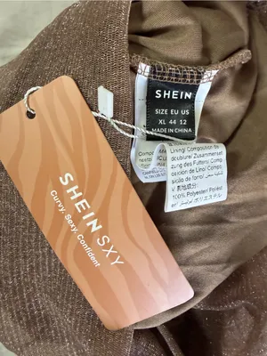SHEIN Shimmery Ruched Tan Bodycon Dress Size XL thumbnail 7