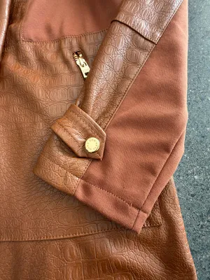 Marc New York by Andrew Marc Brown Croc-Embossed Open-Front Drape Jacket L thumbnail 9