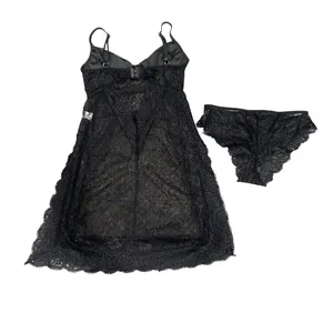 2 Piece Lingerie Slip and Underwear Set in Black, Size M​ thumbnail 2