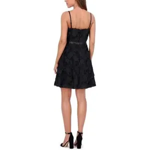 Kensie Dress 16 Black Fit & Flare 3D Rosette Sleeveless Cocktail Mini thumbnail 3