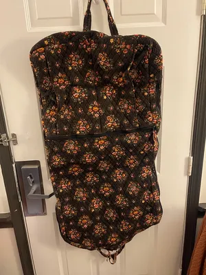 Vera Bradley Garment Black Bag with Colorful Floral & Plaid Pattern thumbnail 9