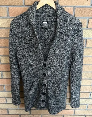 J. Crew Women’s Wool Cardigan Sweater Gray Shawl Collar Button Down Size Small thumbnail 1