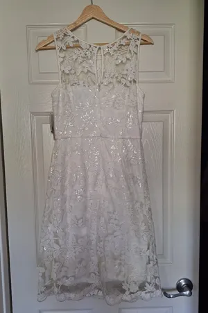 Donna Ricco David's Bridal NWT Ivory Lace Sequin Dress Size 2 thumbnail 8