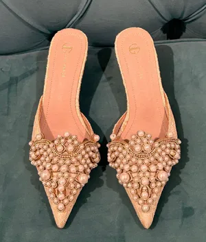 Vita Grace Women's Beaded Kitten Heel Slip-On Mule size 7 thumbnail 1