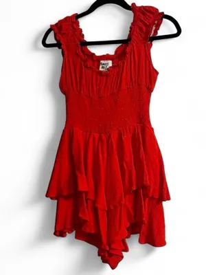 Princess Polly Red Ruffled Romper Mini Dress thumbnail 2