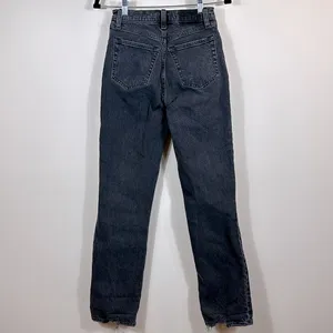 Abercrombie Distress 90s Straight Ultra High Rise Women Black Jeans Size 24 /00L thumbnail 2