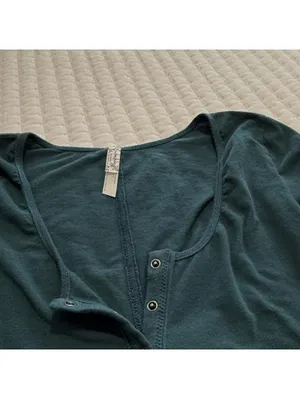 Free People Green Snap Henley Bodysuit Long Sleeve Sz XS Extra Small thumbnail 12