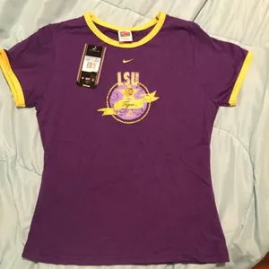 NWT Nike LSU Tigers Purple and Gold Logo Short Sleeve Tee thumbnail 1