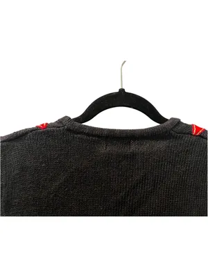 VTG Kathie Lee Christmas Ornament Sweater Vest Black Knit Candy Cane Holly Med thumbnail 5