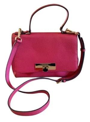 Michael Kors Peach Pink Leather Crossbody Satchel Handbag Gold Hardware thumbnail 1