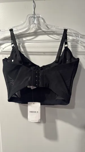 Forever 21 Black Pleather Top Crop thumbnail 2