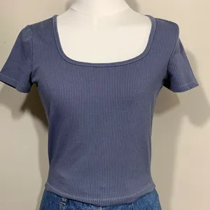 Hollister Ribbed Scoop‎ Neck Top Womens Small Blue Short Sleeve Must-Have Tee thumbnail 1
