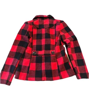 Rampage Women's Buffalo Check Plaid Pea Coat Double Breasted Jacket Size Medium‎ thumbnail 7
