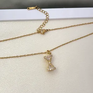 CZ Hourglass Pendant Necklace for Women thumbnail 3