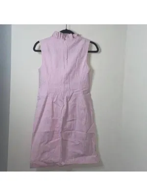 Lilly Pulitzer Pink and White Seersucker Striped Ruffle Collar Dress thumbnail 8