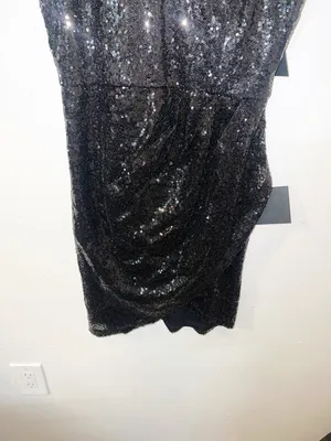 Lulus black sparkly sequin crossover slit mini tank top dress new thumbnail 3