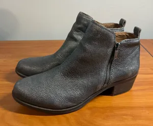 Lucky Brand Basel Bootie Size Zip Ankle Pewter‎ Grey Casual Neutral W9.5 thumbnail 1