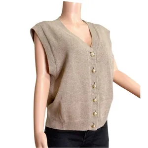 REFORMATION Jacqui Cashmere Sweater Vest, Oatmeal, Large thumbnail 3