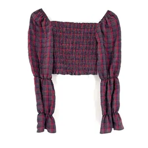 ZARA Plaid Cropped Grunge Punk Long Sleeve Blouse Top thumbnail 2