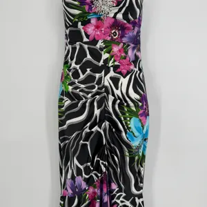 Cache Strapless Floral Zebra Mermaid Gown Size 2 Black Vintage Y2K Prom Party thumbnail 3