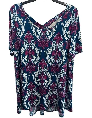 Paisley Crisscross Back Shortsleeve Tunic Top thumbnail 1