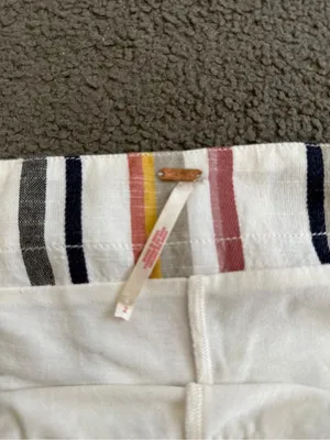Free People White Mini Skirt with Multicolor Vertical Stripes thumbnail 7
