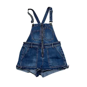 American Eagle Outfitters Shortalls Womens S Blue Denim Stretch Zip Front thumbnail 2