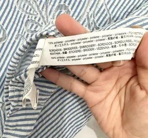 Zara striped blue blouse with lace floral cutout details mesh pin stripe size XS thumbnail 5