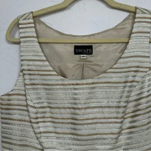 Xscape Gold Striped Blazer Jacket With Shell Womens 14 Set Formal Dressy thumbnail 3