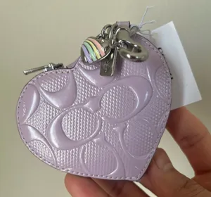 Coach Heart Bag Charm In Signature Leather With Heart Charm thumbnail 1