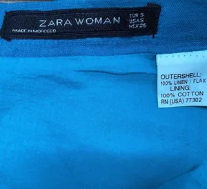 Zara Women’s Teal Linen Ruffle Midi Skirt Size Small thumbnail 5