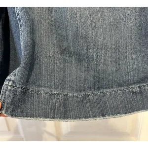 Old Navy Womens Blue Denim Mini Skirt Size 8 Medium Wash Front Slit Raw‎ Hem Y2K thumbnail 3