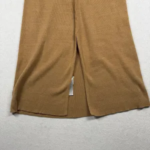 Free People Ribbed Knit Midi Skirt Women’s Medium Brown Side Slit Stretch thumbnail 3