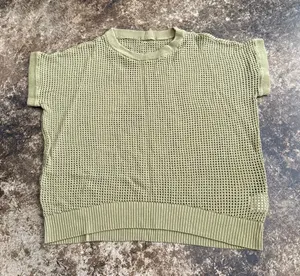 Mesh Olive Green Short Sleeve Top Size M thumbnail 1