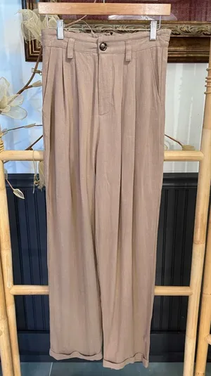 NWT Mable Linen Blend Wide Leg Trouser Style Pants ~ Size Medium 💚🍄 thumbnail 1