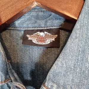 Harley-Davidson Blue Embroidered Button-Down Shirt Denium Costal Womens M thumbnail 3