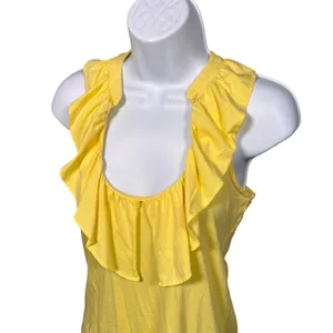Lilly‎ Pulitzer Yellow Ruffle Tank Top Pima Cotton S Preppy Vacation Feminine thumbnail 2
