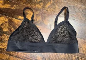 Victoria’s Secret L black strappy lacy triangle bralette thumbnail 1