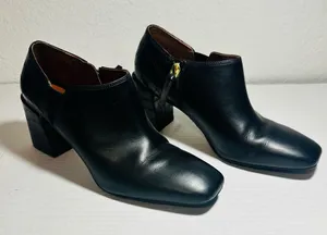 VIONIC Ankle Booties Black Size 6.5 Crocodile Block Heel Linda Leather‎ Shorties thumbnail 1