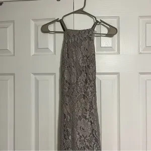 Lulus Wishful Wanderings Grey Lace Midi Bodycon Dress thumbnail 3