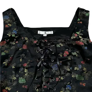 Vintage Rampage Lace Up Corset Top Floral Embroidered Y2K Renfaire WhimsyGoth thumbnail 3