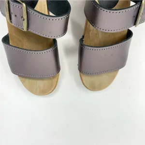 Sven Originals 2 Strap Buckle Wood Swedish Wooden Sandals Clogs Pewter 35 5 thumbnail 6