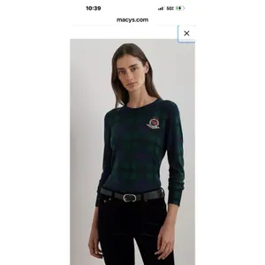 Lauren Ralph Lauren Women Black Watch Plaid Green Sweater Beaded Crest Size PXL thumbnail 2
