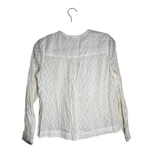 Rebecca Taylor Blouse Top Eyelet Lace Peasant Pleated White M Cottage Core thumbnail 3