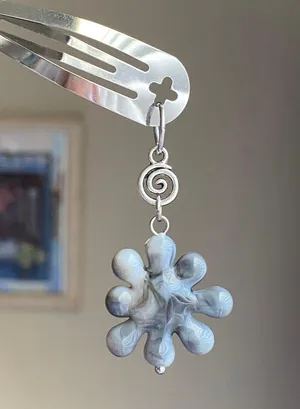 Handmade spiral swirl uzumaki & unique flower spike funky boho y2k hair clip🌀 thumbnail 1