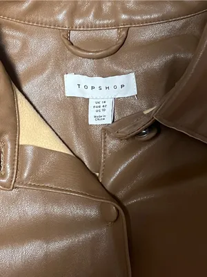 Topshop Chestnut Brown Faux Leather Shirt Jacket thumbnail 2