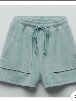 Zara terry cloth drawstring comfort short mint green size Small thumbnail 3