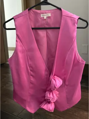 Blazer Top Satin Roses Pink Size M thumbnail 3