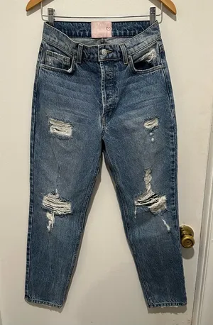 Revice High Rise‎ Distressed Straight Leg Button Up Jeans Women's 27 thumbnail 1