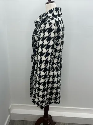 Yoki Collection Women’s Black White Houndstooth Trench Coat Jacket Size Small thumbnail 6